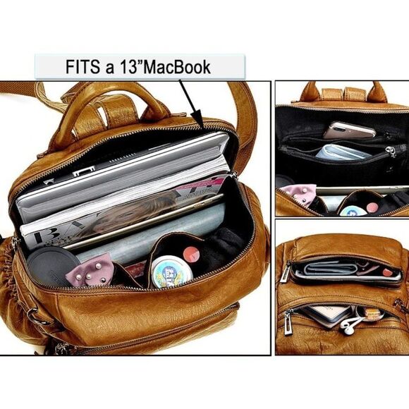 LMI Fashion Leather backpack- 4 Ochre main image 7